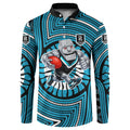 Port Adelaide Football Club Button Sweatshirt Indigenous Monochrome Dot Art Mascot Style