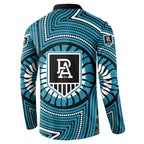 Port Adelaide Football Club Button Sweatshirt Indigenous Monochrome Dot Art Mascot Style