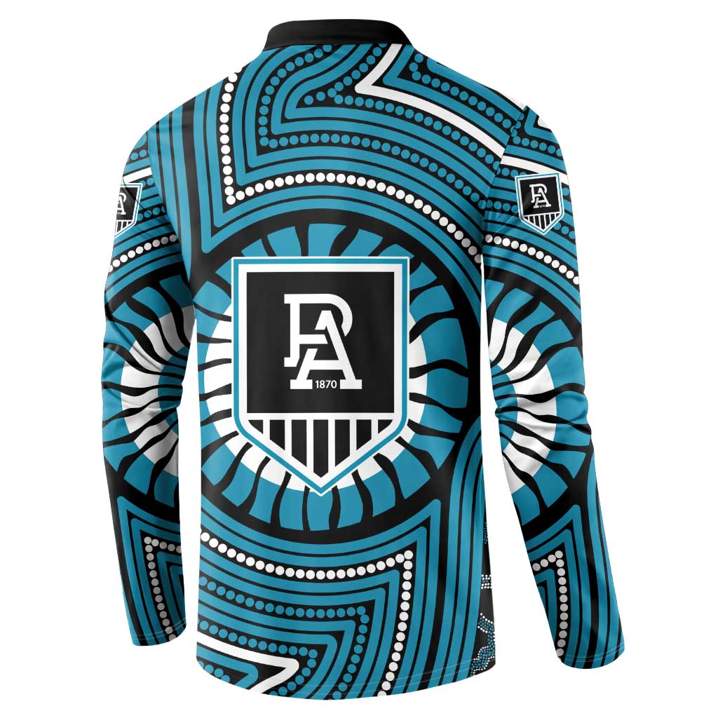 Port Adelaide Football Club Button Sweatshirt Indigenous Monochrome Dot Art Mascot Style