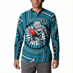 Port Adelaide Football Club Button Sweatshirt Indigenous Monochrome Dot Art Mascot Style