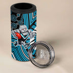 Port Adelaide Football Club 4 in 1 Can Cooler Tumbler Indigenous Monochrome Dot Art Mascot Style