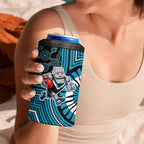Port Adelaide Football Club 4 in 1 Can Cooler Tumbler Indigenous Monochrome Dot Art Mascot Style