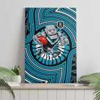 Port Adelaide Football Club Canvas Wall Art Indigenous Monochrome Dot Art Mascot Style