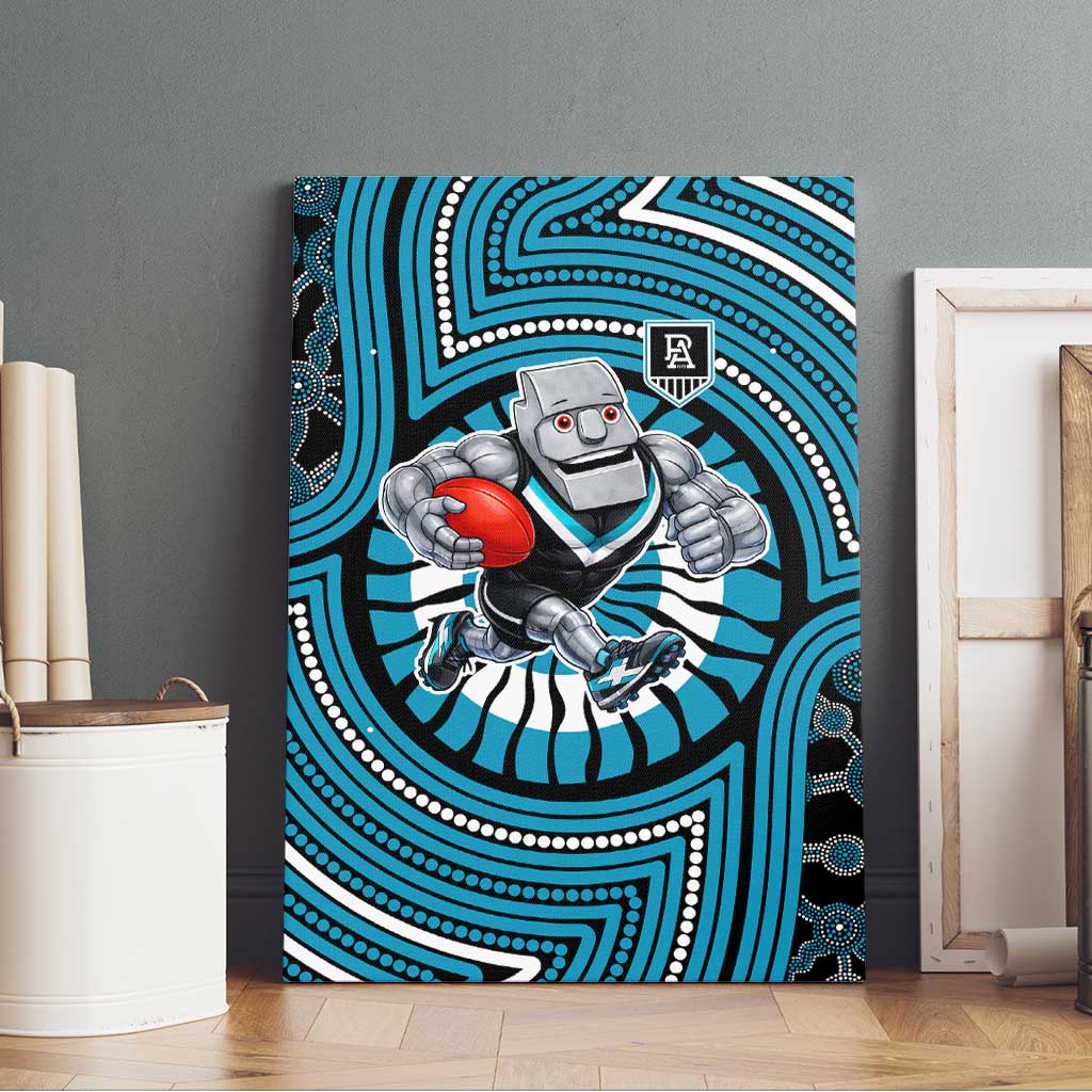 Port Adelaide Football Club Canvas Wall Art Indigenous Monochrome Dot Art Mascot Style