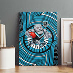 Port Adelaide Football Club Canvas Wall Art Indigenous Monochrome Dot Art Mascot Style
