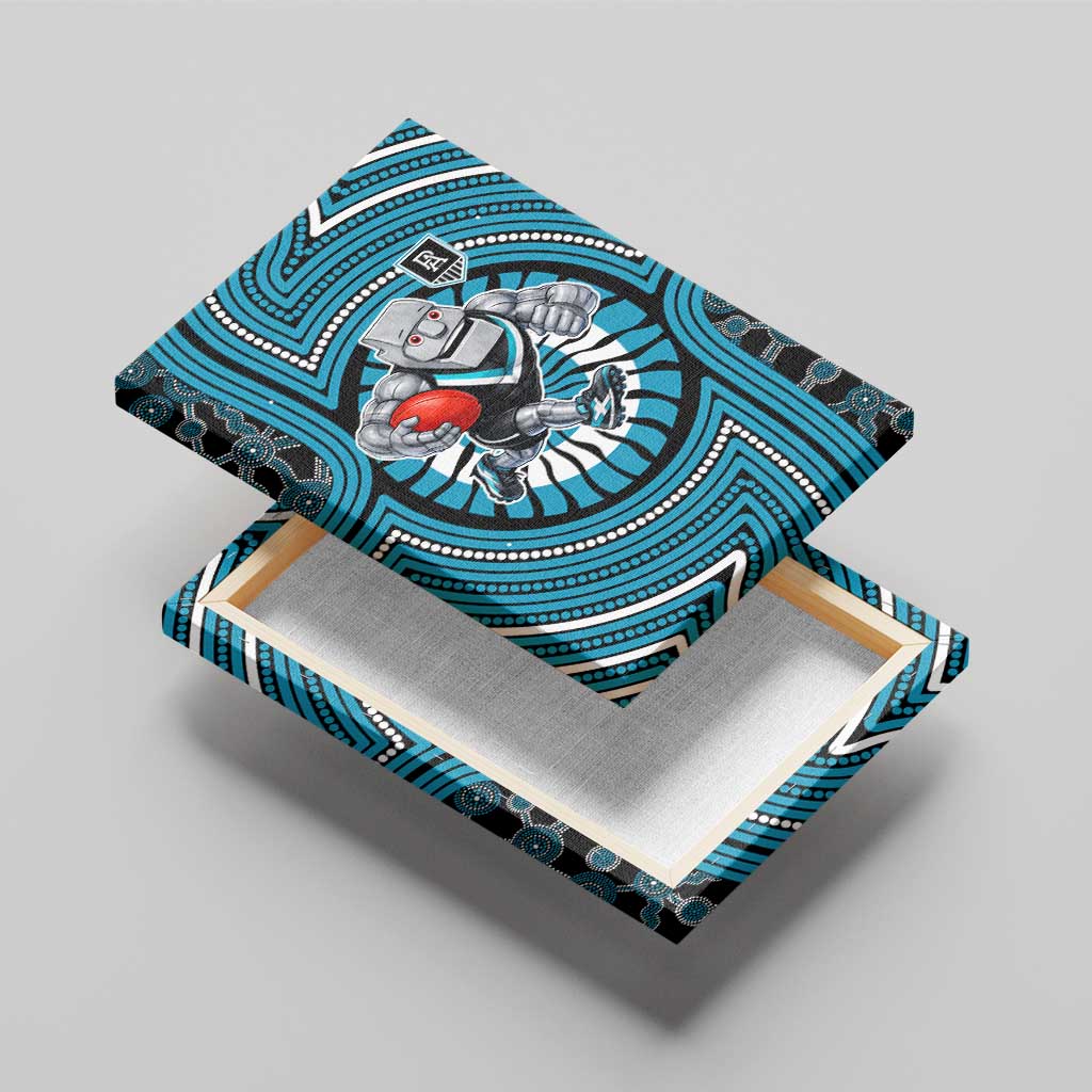 Port Adelaide Football Club Canvas Wall Art Indigenous Monochrome Dot Art Mascot Style