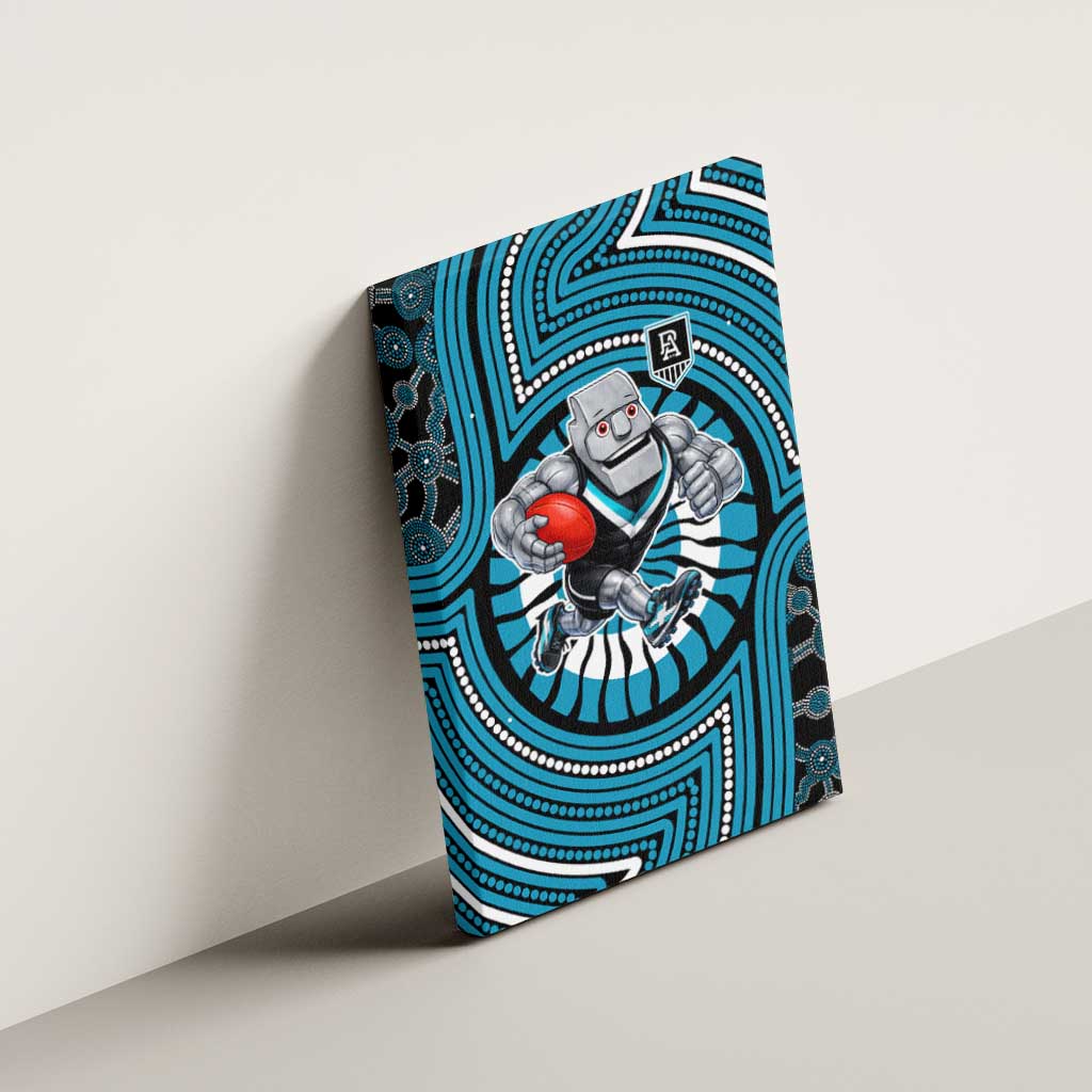 Port Adelaide Football Club Canvas Wall Art Indigenous Monochrome Dot Art Mascot Style