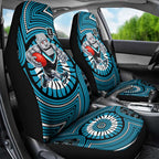 Port Adelaide Football Club Car Seat Cover Indigenous Monochrome Dot Art Mascot Style