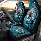 Port Adelaide Football Club Car Seat Cover Indigenous Monochrome Dot Art Mascot Style