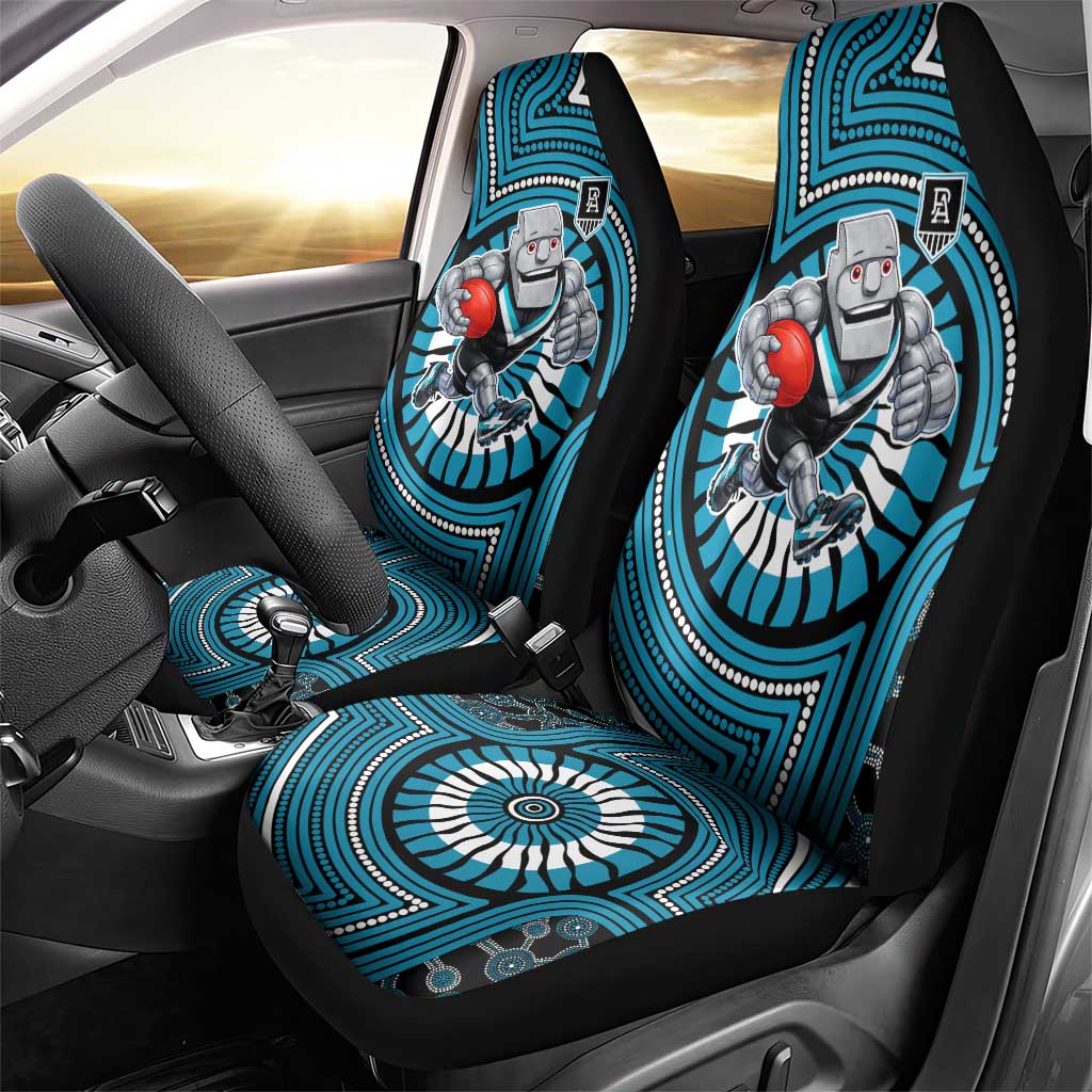Port Adelaide Football Club Car Seat Cover Indigenous Monochrome Dot Art Mascot Style