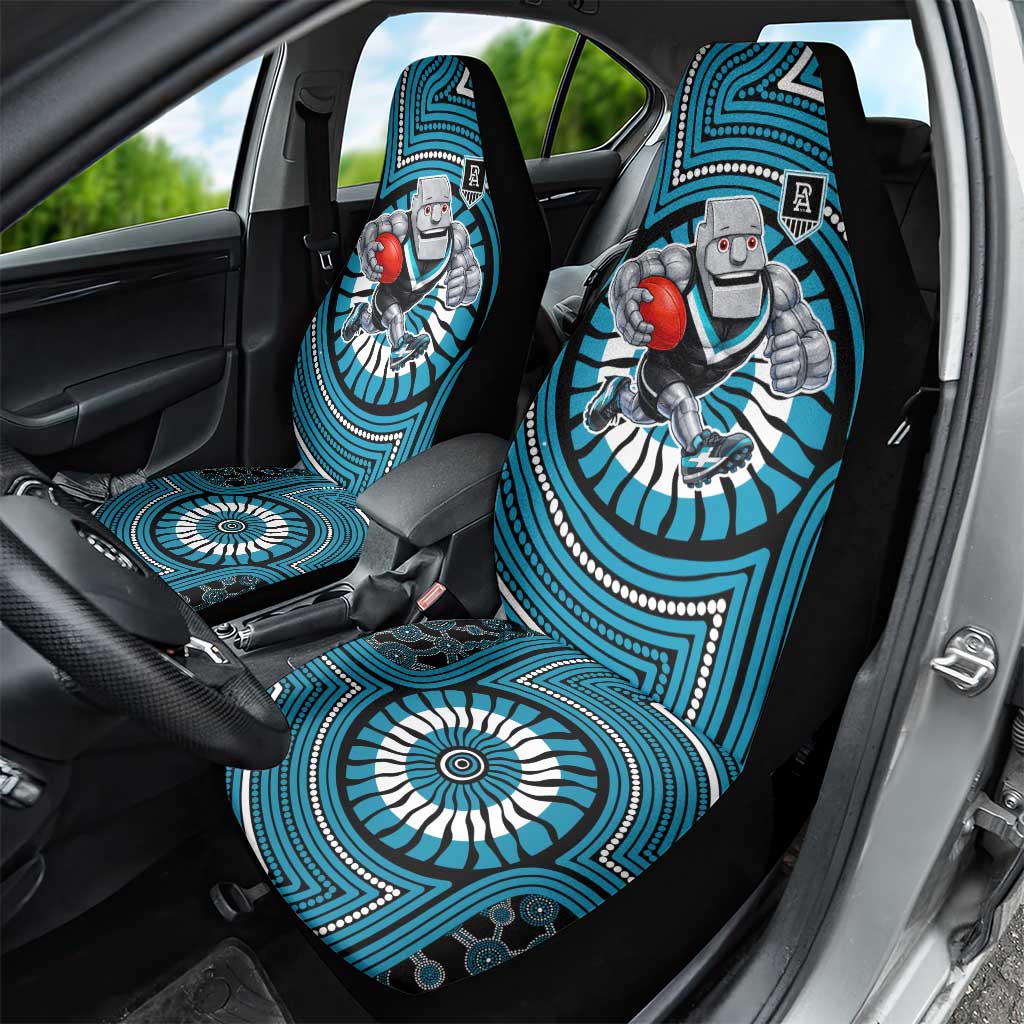 Port Adelaide Football Club Car Seat Cover Indigenous Monochrome Dot Art Mascot Style