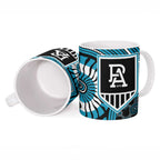 Port Adelaide Football Club Ceramic Mug Indigenous Monochrome Dot Art Mascot Style