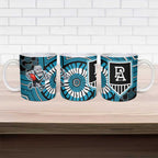 Port Adelaide Football Club Ceramic Mug Indigenous Monochrome Dot Art Mascot Style