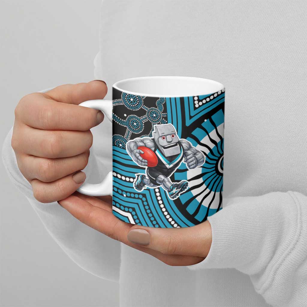 Port Adelaide Football Club Ceramic Mug Indigenous Monochrome Dot Art Mascot Style