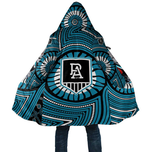 Port Adelaide Football Club Cloak Indigenous Monochrome Dot Art Mascot Style