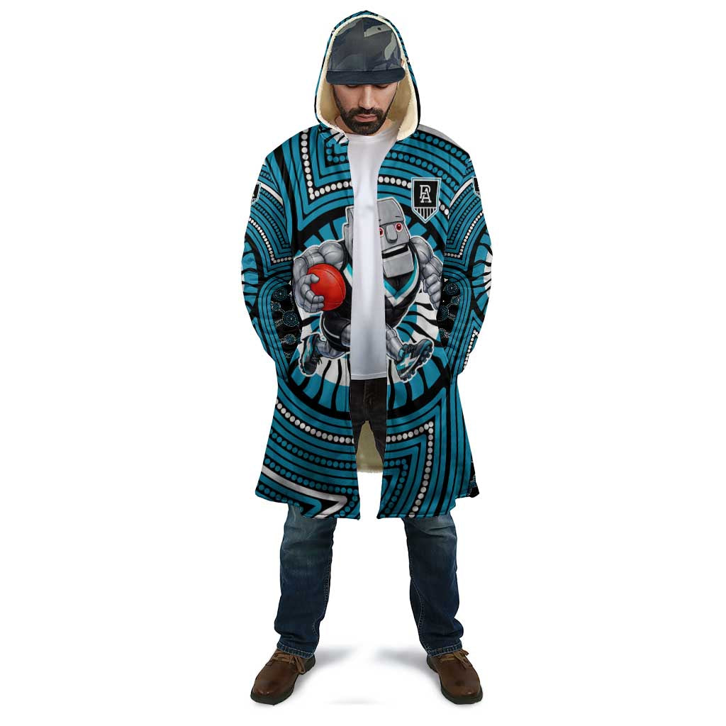 Port Adelaide Football Club Cloak Indigenous Monochrome Dot Art Mascot Style