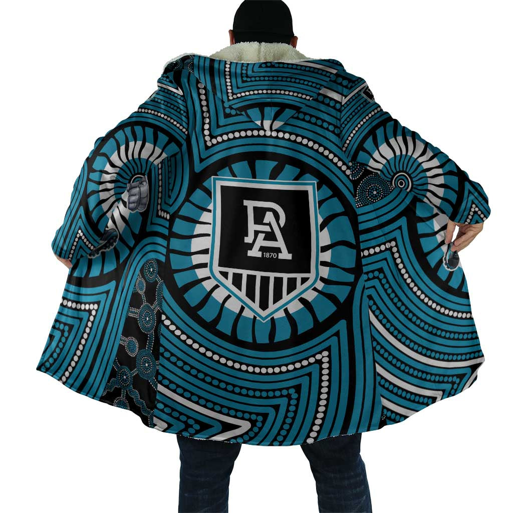 Port Adelaide Football Club Cloak Indigenous Monochrome Dot Art Mascot Style