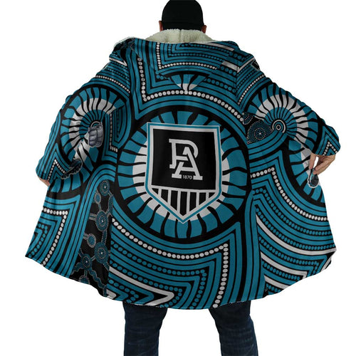 Port Adelaide Football Club Cloak Indigenous Monochrome Dot Art Mascot Style