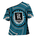 Port Adelaide Football Club Cross Shoulder Shirt Indigenous Monochrome Dot Art Mascot Style