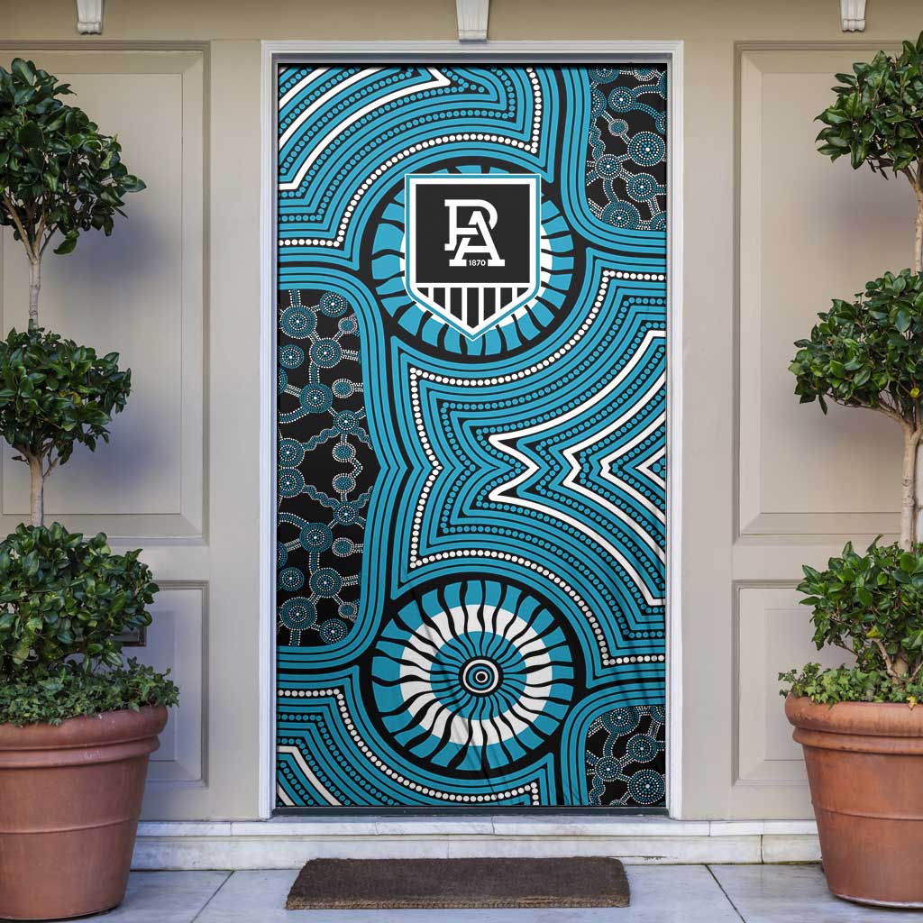 Port Adelaide Football Club Door Cover Indigenous Monochrome Dot Art Mascot Style