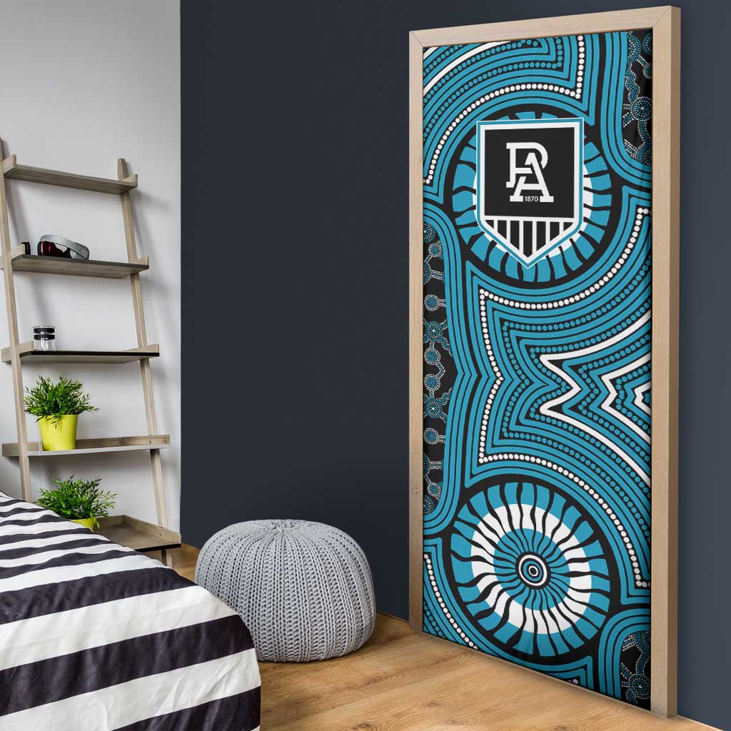 Port Adelaide Football Club Door Cover Indigenous Monochrome Dot Art Mascot Style