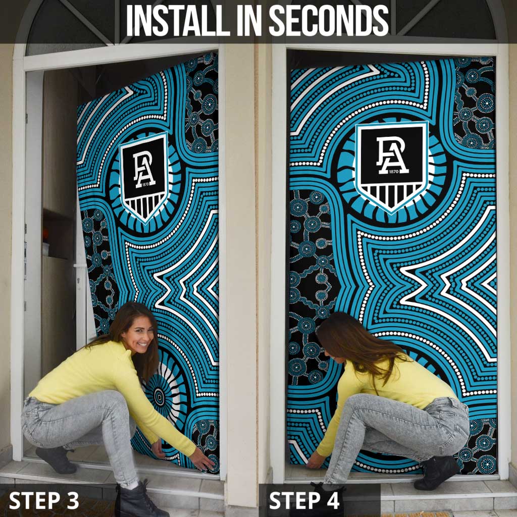 Port Adelaide Football Club Door Cover Indigenous Monochrome Dot Art Mascot Style