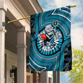Port Adelaide Football Club Garden Flag Indigenous Monochrome Dot Art Mascot Style