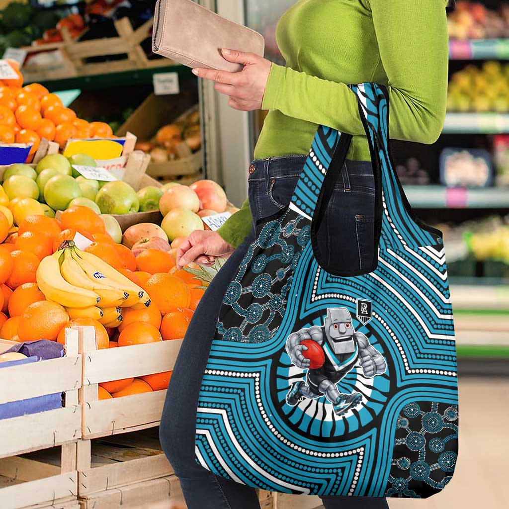 Port Adelaide Football Club Grocery Bag Indigenous Monochrome Dot Art Mascot Style