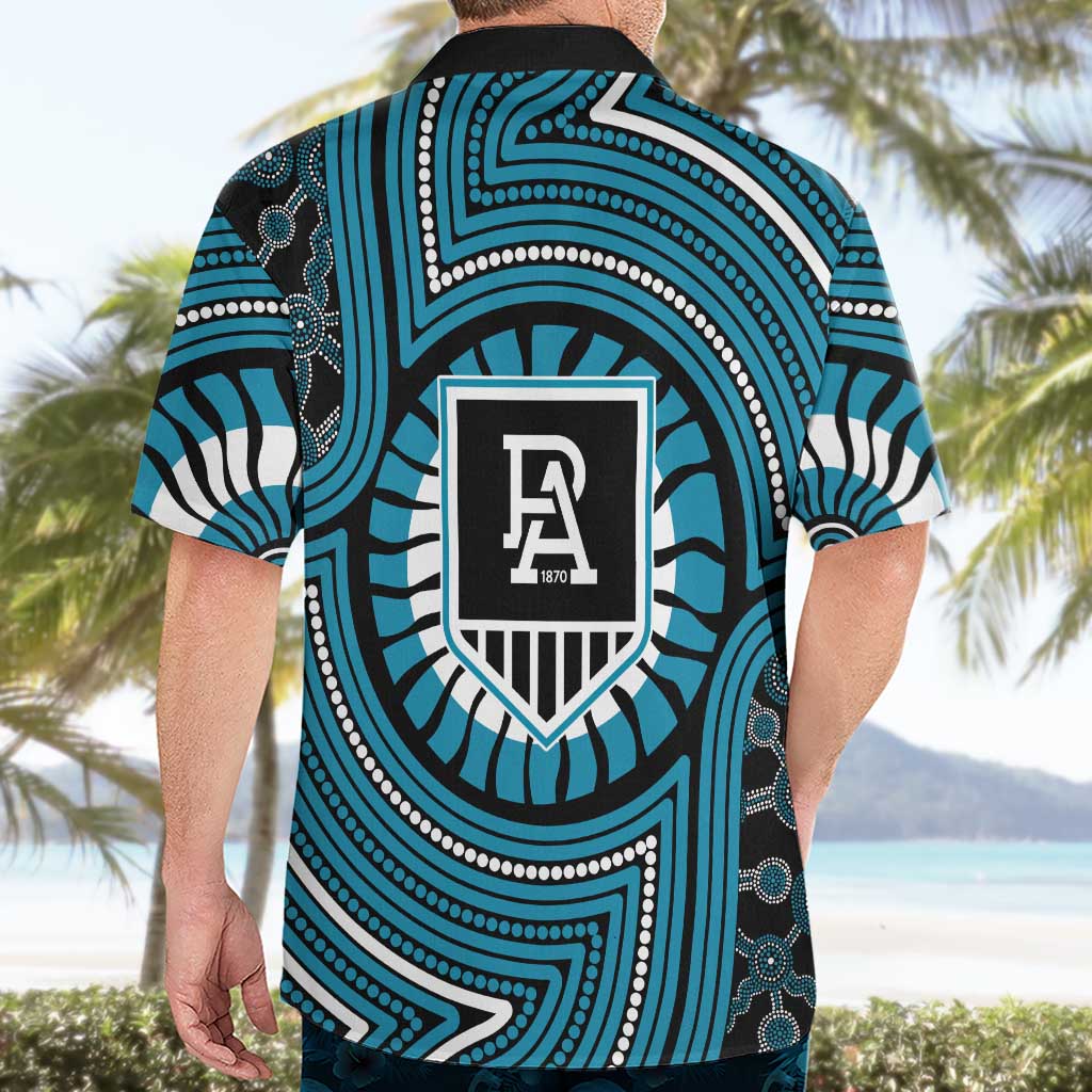 Port Adelaide Football Club Hawaiian Shirt Indigenous Monochrome Dot Art Mascot Style
