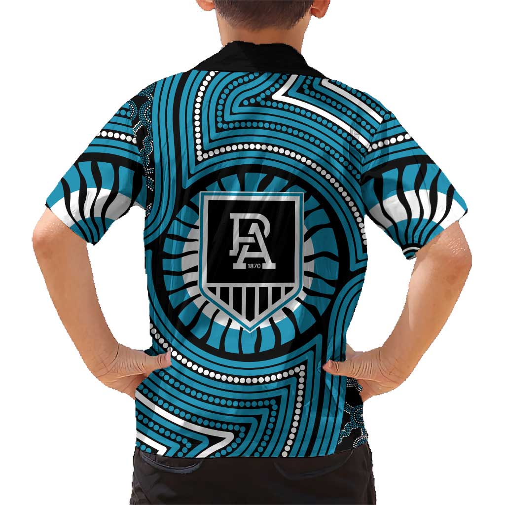 Port Adelaide Football Club Hawaiian Shirt Indigenous Monochrome Dot Art Mascot Style