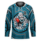 Port Adelaide Football Club Hockey Jersey Indigenous Monochrome Dot Art Mascot Style