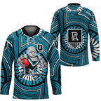 Port Adelaide Football Club Hockey Jersey Indigenous Monochrome Dot Art Mascot Style