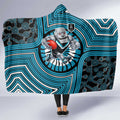 Port Adelaide Football Club Hooded Blanket Indigenous Monochrome Dot Art Mascot Style