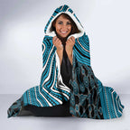 Port Adelaide Football Club Hooded Blanket Indigenous Monochrome Dot Art Mascot Style