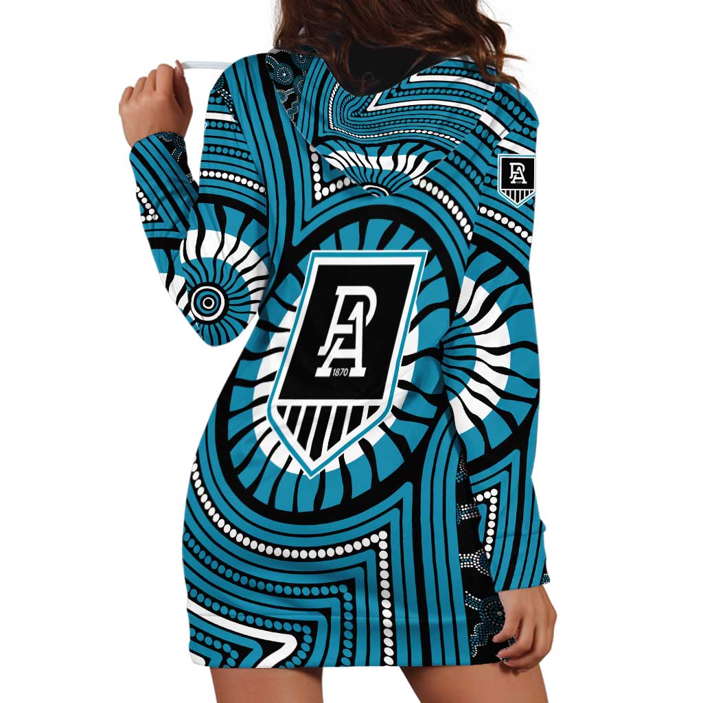 Port Adelaide Football Club Hoodie Dress Indigenous Monochrome Dot Art Mascot Style