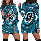 Port Adelaide Football Club Hoodie Dress Indigenous Monochrome Dot Art Mascot Style