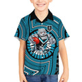 Port Adelaide Football Club Kid Hawaiian Shirt Indigenous Monochrome Dot Art Mascot Style