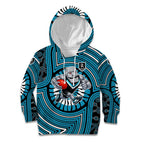 Port Adelaide Football Club Kid Hoodie Indigenous Monochrome Dot Art Mascot Style