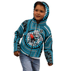 Port Adelaide Football Club Kid Hoodie Indigenous Monochrome Dot Art Mascot Style