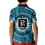 Port Adelaide Football Club Kid Polo Shirt Indigenous Monochrome Dot Art Mascot Style