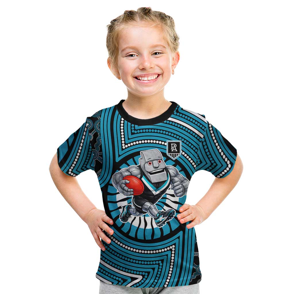 Port Adelaide Football Club Kid T Shirt Indigenous Monochrome Dot Art Mascot Style
