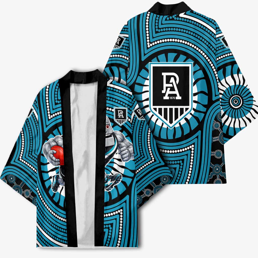 Port Adelaide Football Club Kimono Indigenous Monochrome Dot Art Mascot Style