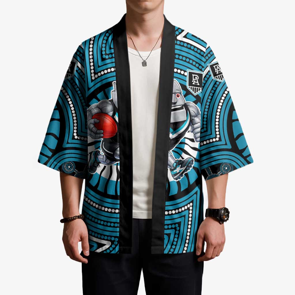 Port Adelaide Football Club Kimono Indigenous Monochrome Dot Art Mascot Style