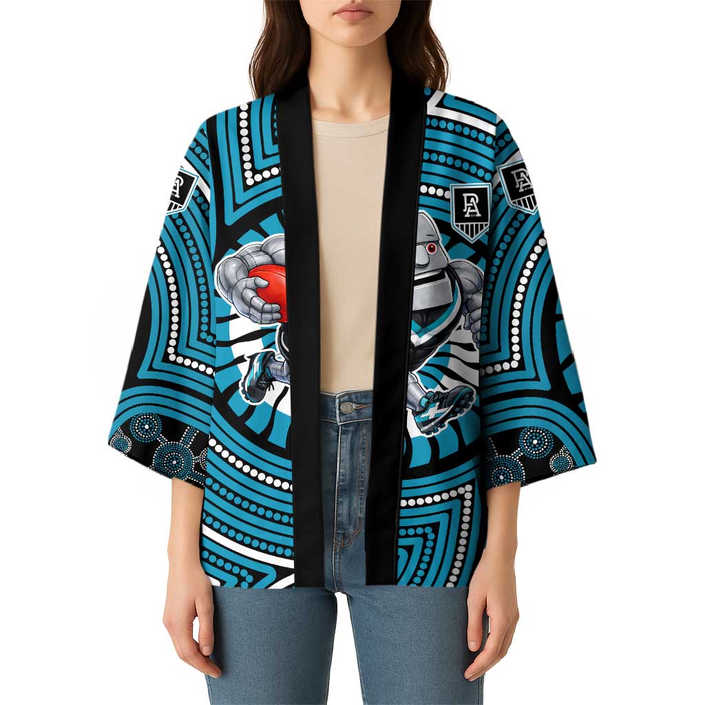 Port Adelaide Football Club Kimono Indigenous Monochrome Dot Art Mascot Style
