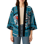 Port Adelaide Football Club Kimono Indigenous Monochrome Dot Art Mascot Style
