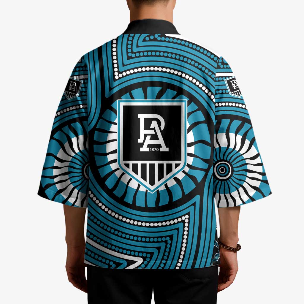 Port Adelaide Football Club Kimono Indigenous Monochrome Dot Art Mascot Style