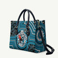 Port Adelaide Football Club Leather Bag Indigenous Monochrome Dot Art Mascot Style