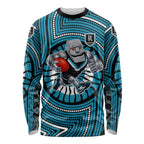 Port Adelaide Football Club Long Sleeve Shirt Indigenous Monochrome Dot Art Mascot Style