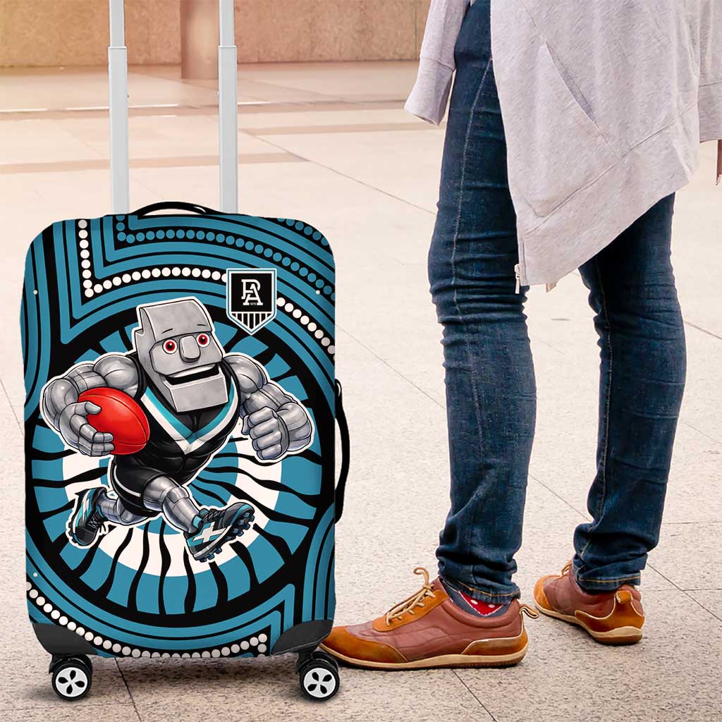 Port Adelaide Football Club Luggage Cover Indigenous Monochrome Dot Art Mascot Style