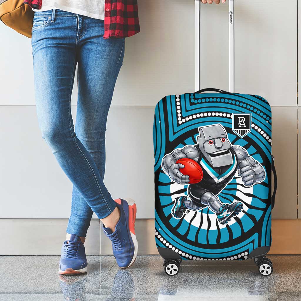 Port Adelaide Football Club Luggage Cover Indigenous Monochrome Dot Art Mascot Style